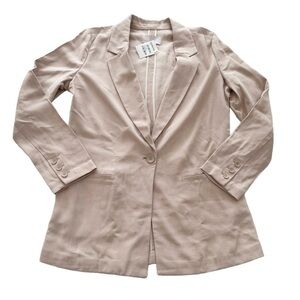 💗 CHELSEA28 Tan Memoir Beige Front One Button Lightweight Blazer Jacket